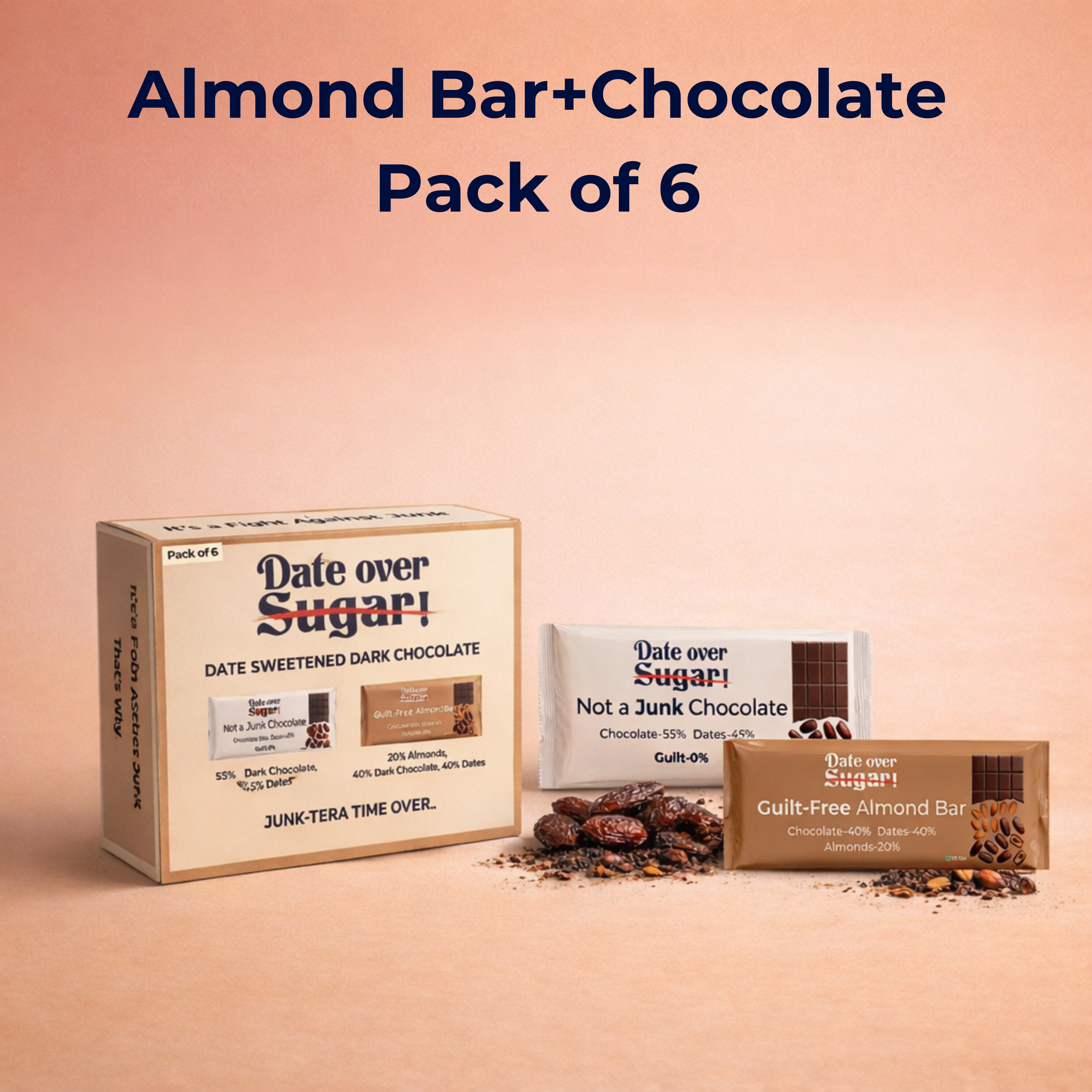 Almond Bar+Dark Chocolate- Trial Pack of 6